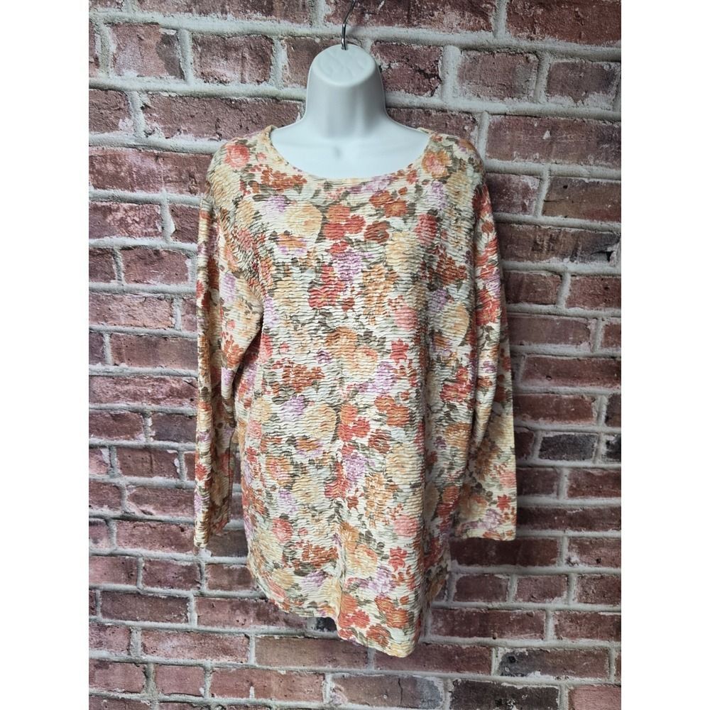 Vintage Women's CAPEZIO Long Sleeve Floral Acetate Top Large
